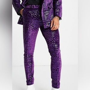 Sequin, purple striped pants
